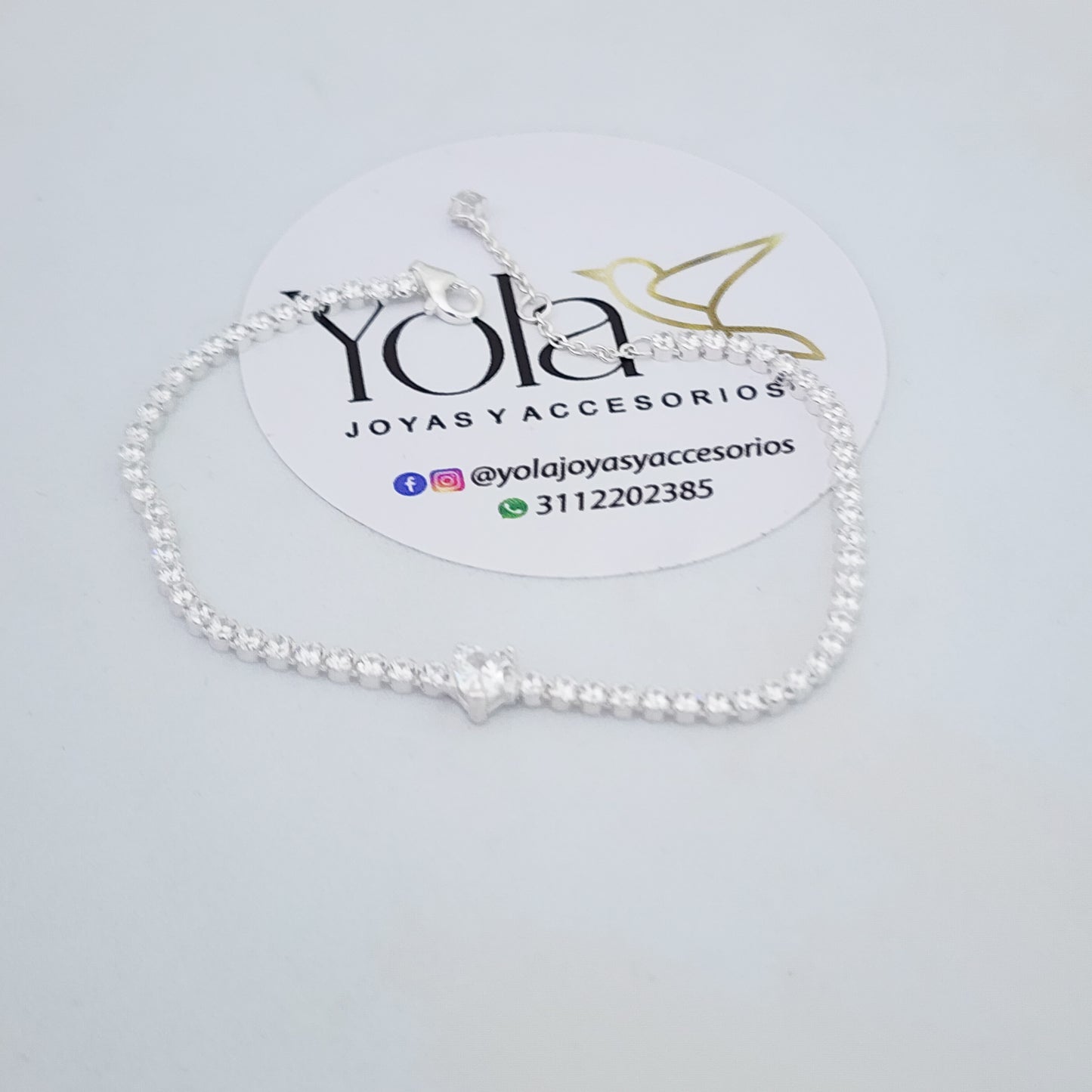 Pulsera Cristales Estilo Tennis corazon