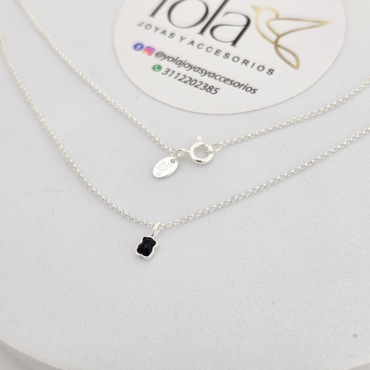 Collar oso negro mini