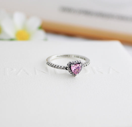 Anillo Cristal Corazón Rosa