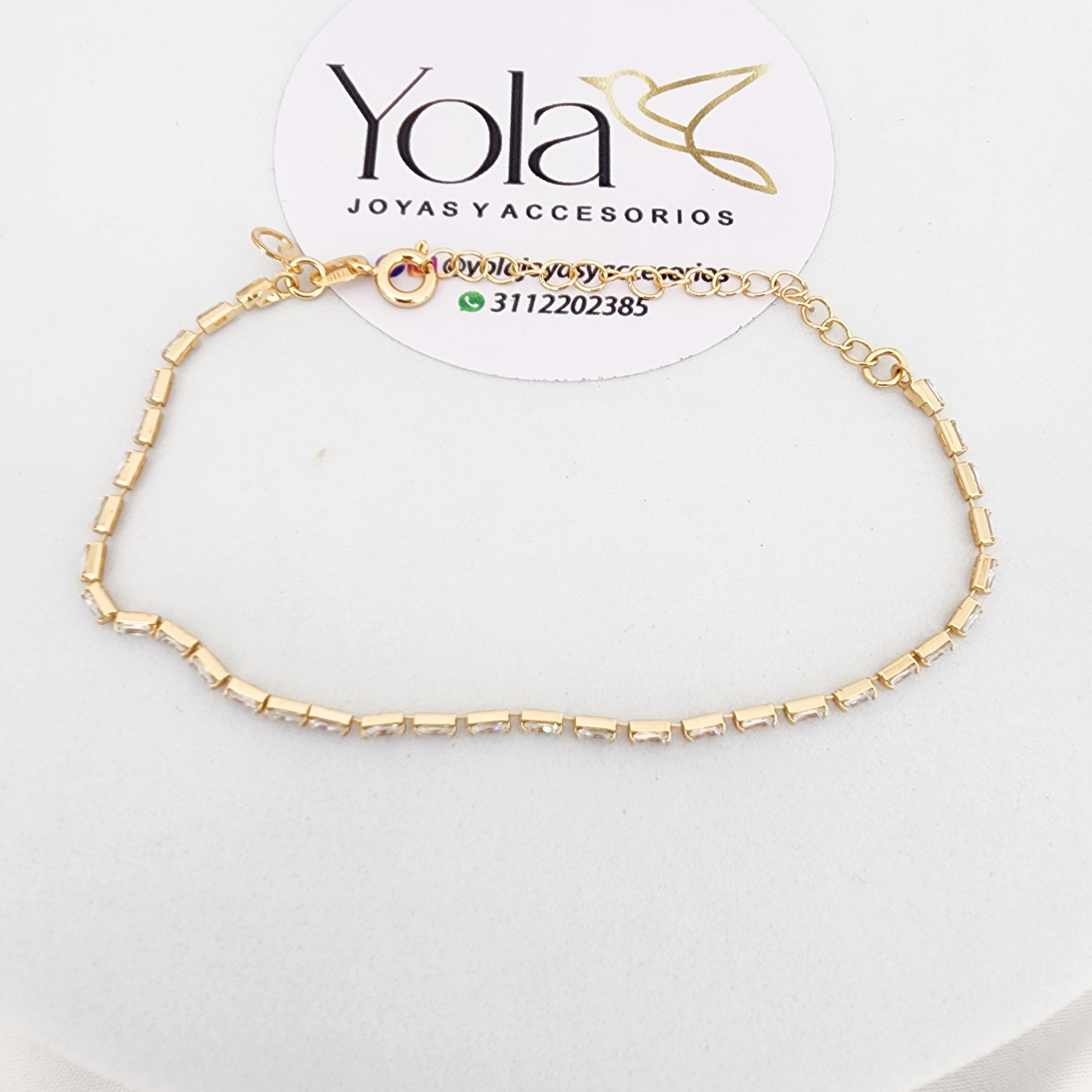 Pulsera Oro Laminado Cristales