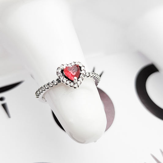Anillo Corazón Cristal Rojo