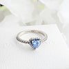 Anillo Cristal Corazón Azul