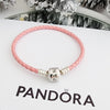 Pulsera Cuero Rosa, Broche Barril