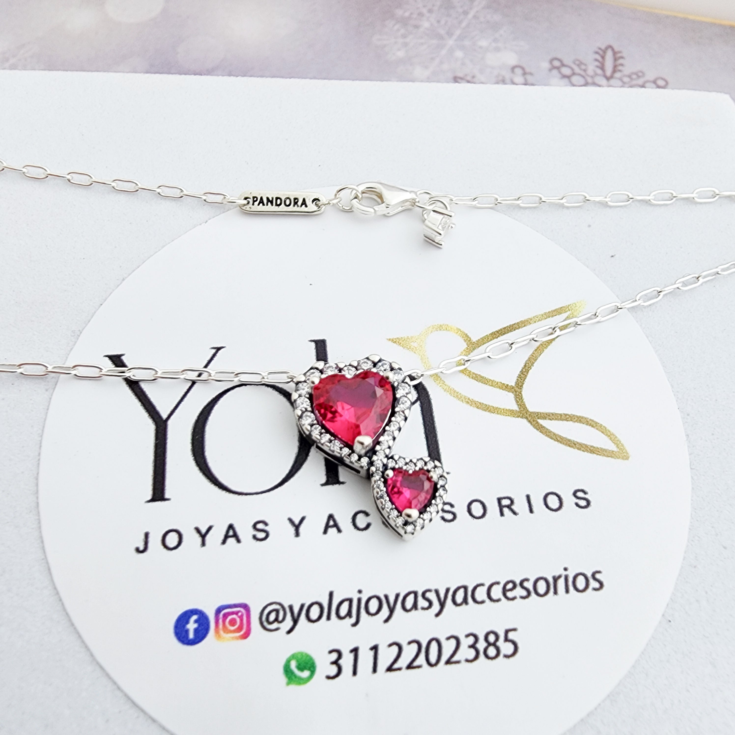 Collar Corazón Doble Rojo