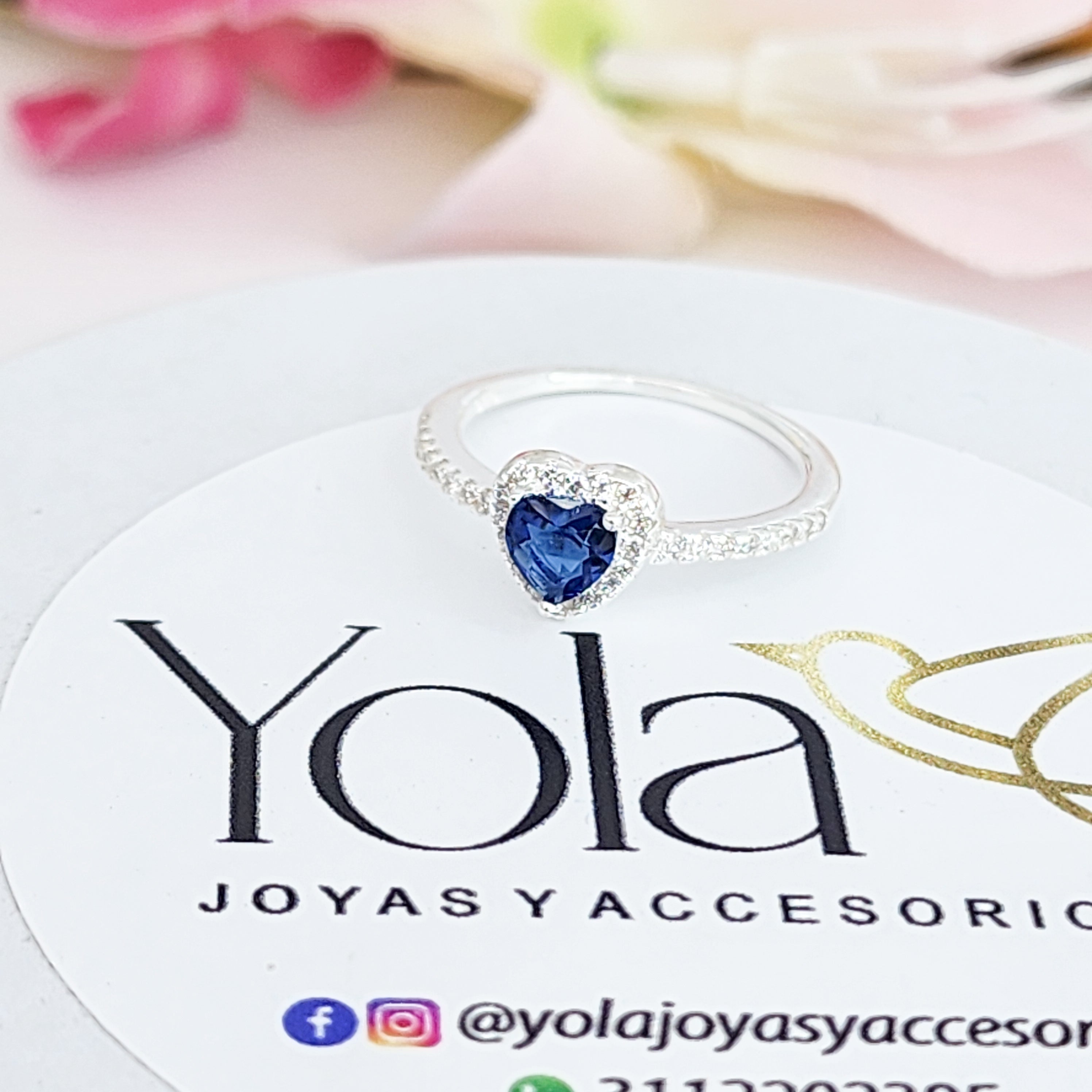 Anillo Cristal Corazón Azul