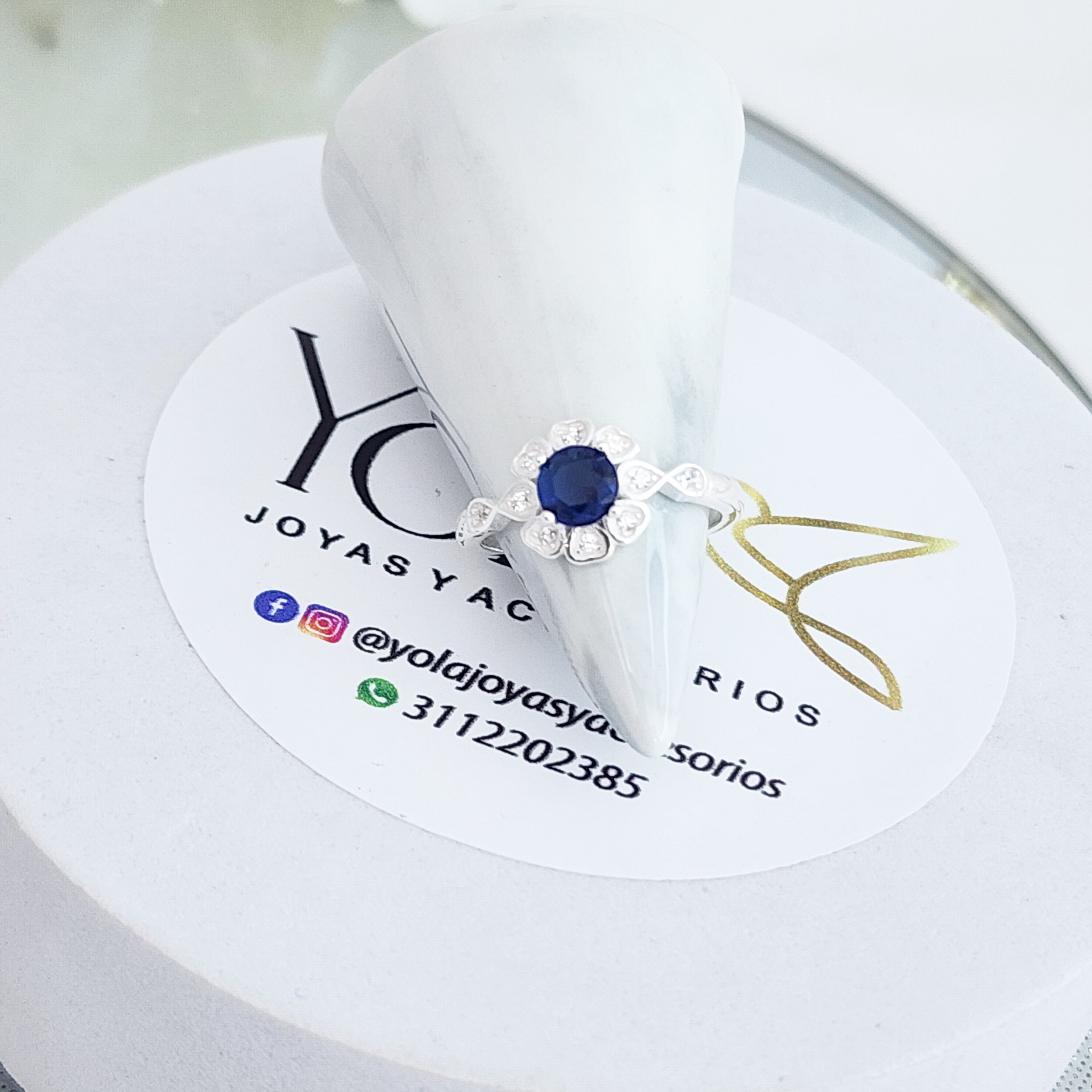 Anillo Flor Azul
