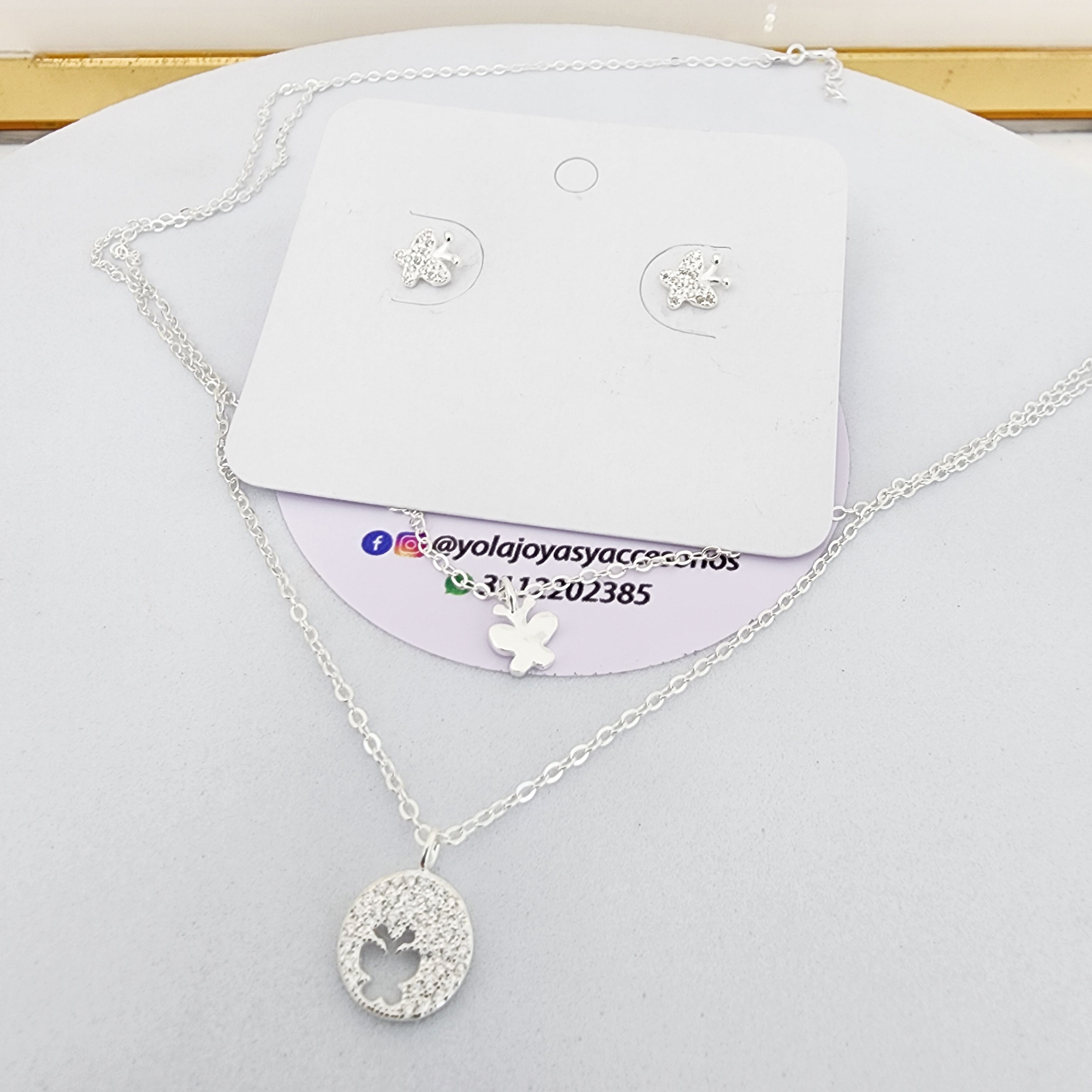 Juego Collar y Arete Mariposa