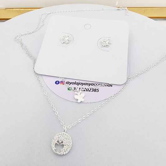 Juego Collar y Arete Mariposa