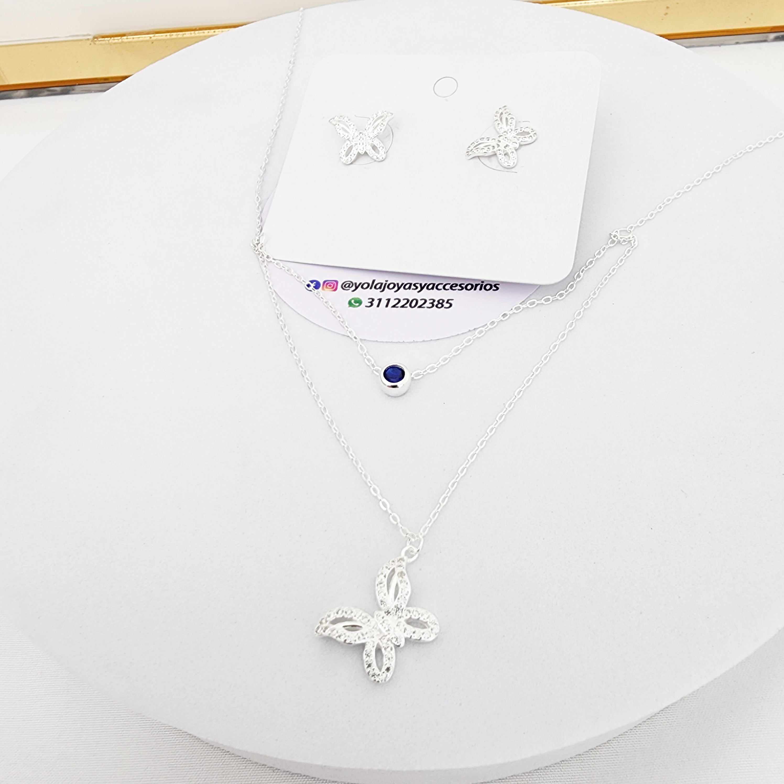 Juego Collar y Arete Mariposa