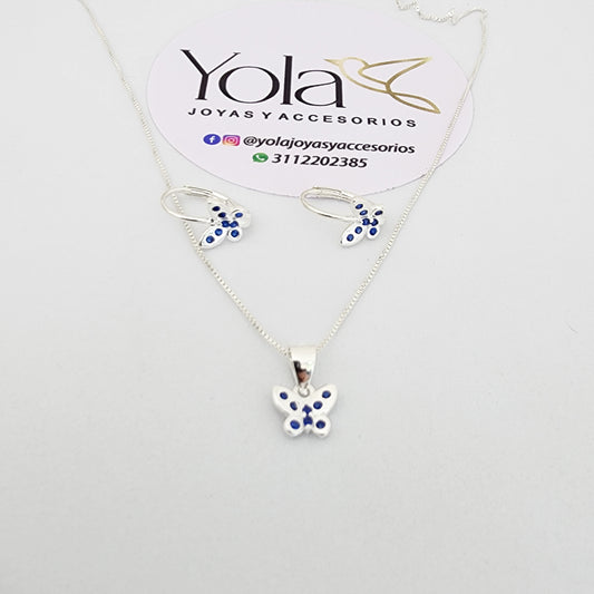 Juego Collar y Arete Trébol Negro