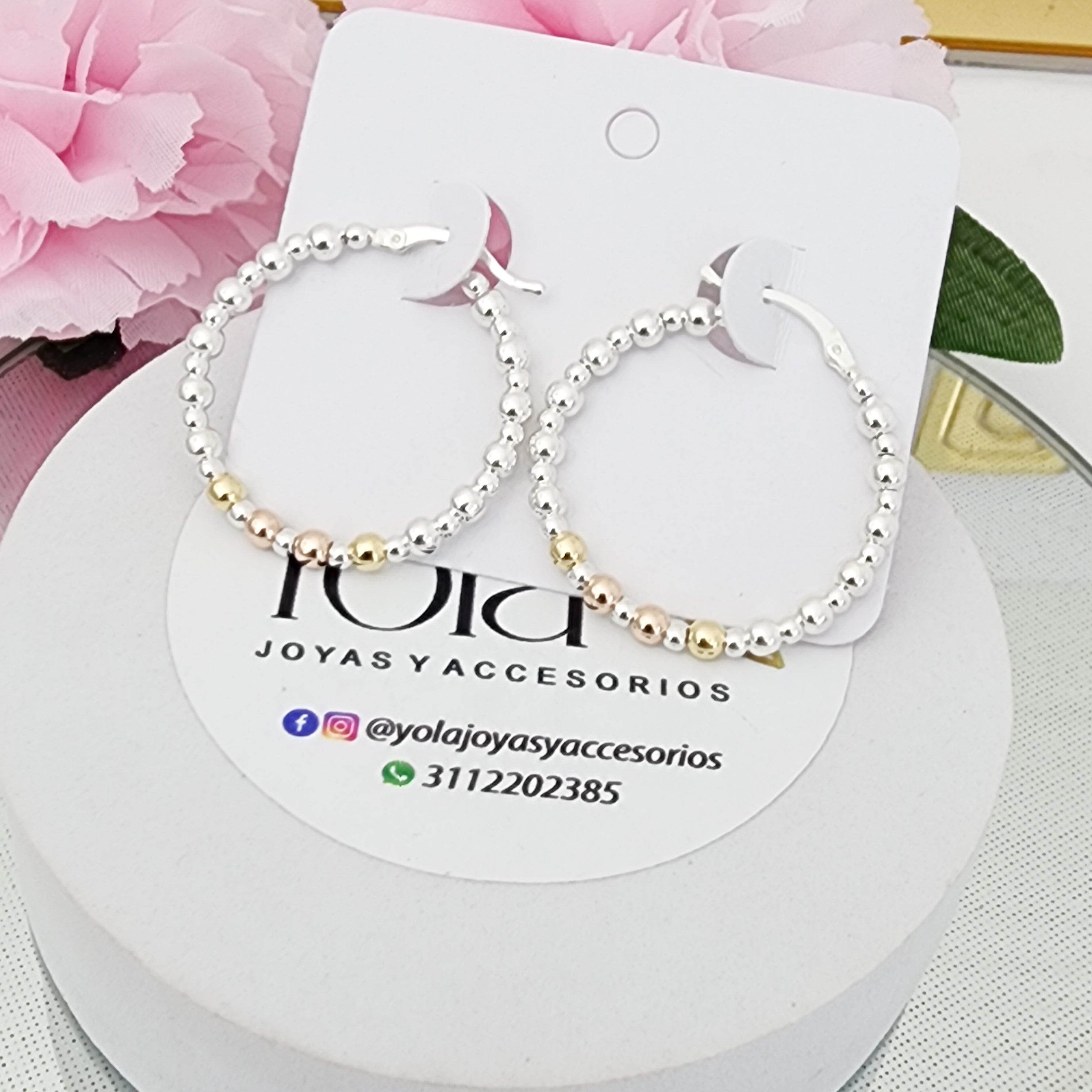 Aretes Medialuna Bolitas Grande