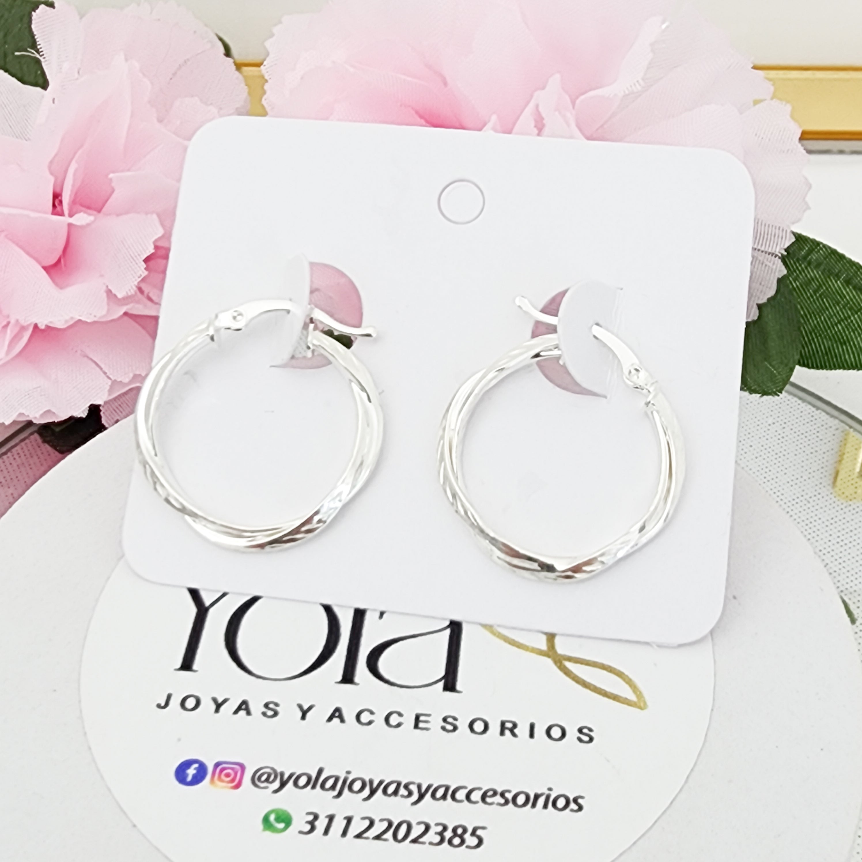 Aretes Medialuna con Diseño Pequeñas
