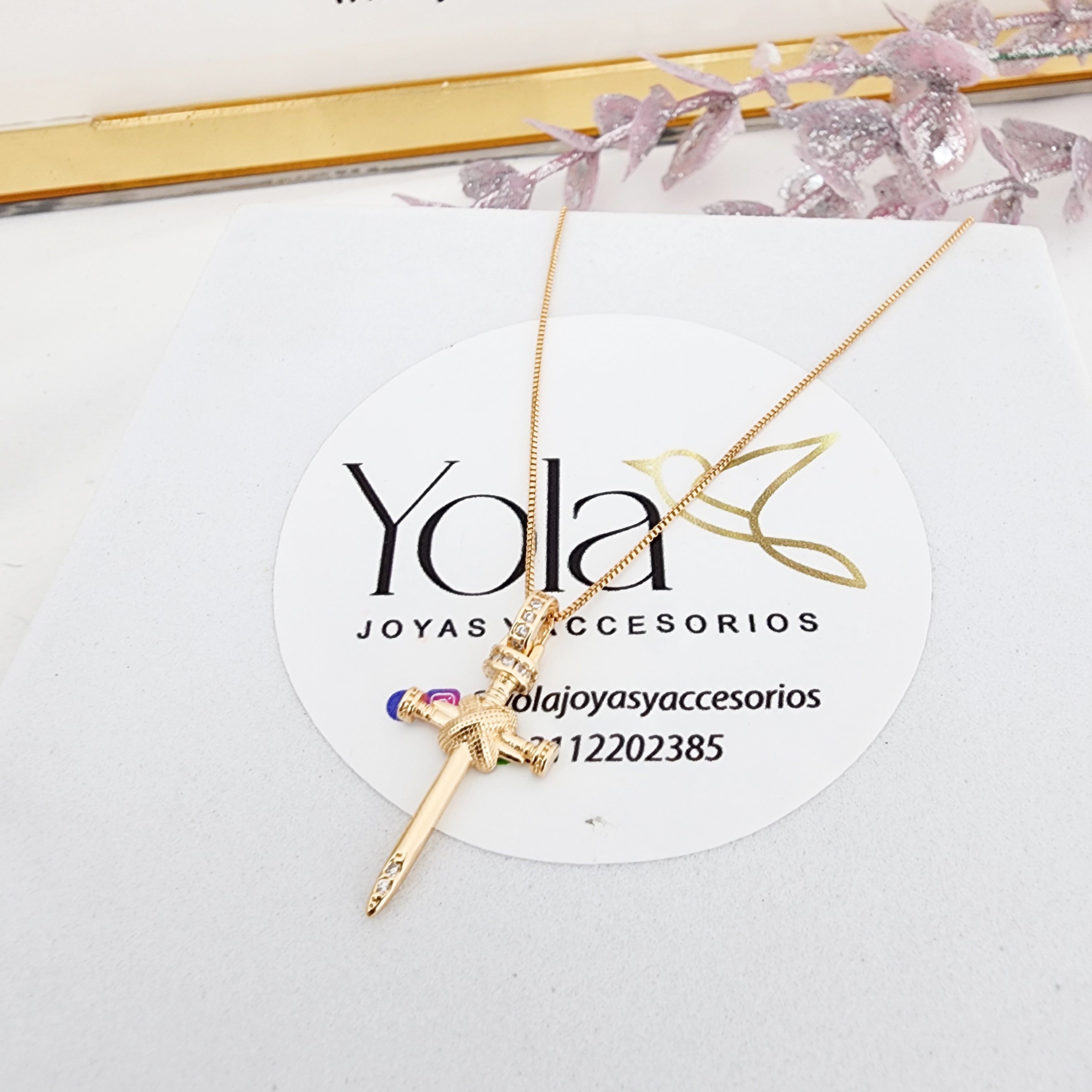 Collar oro laminado cruz