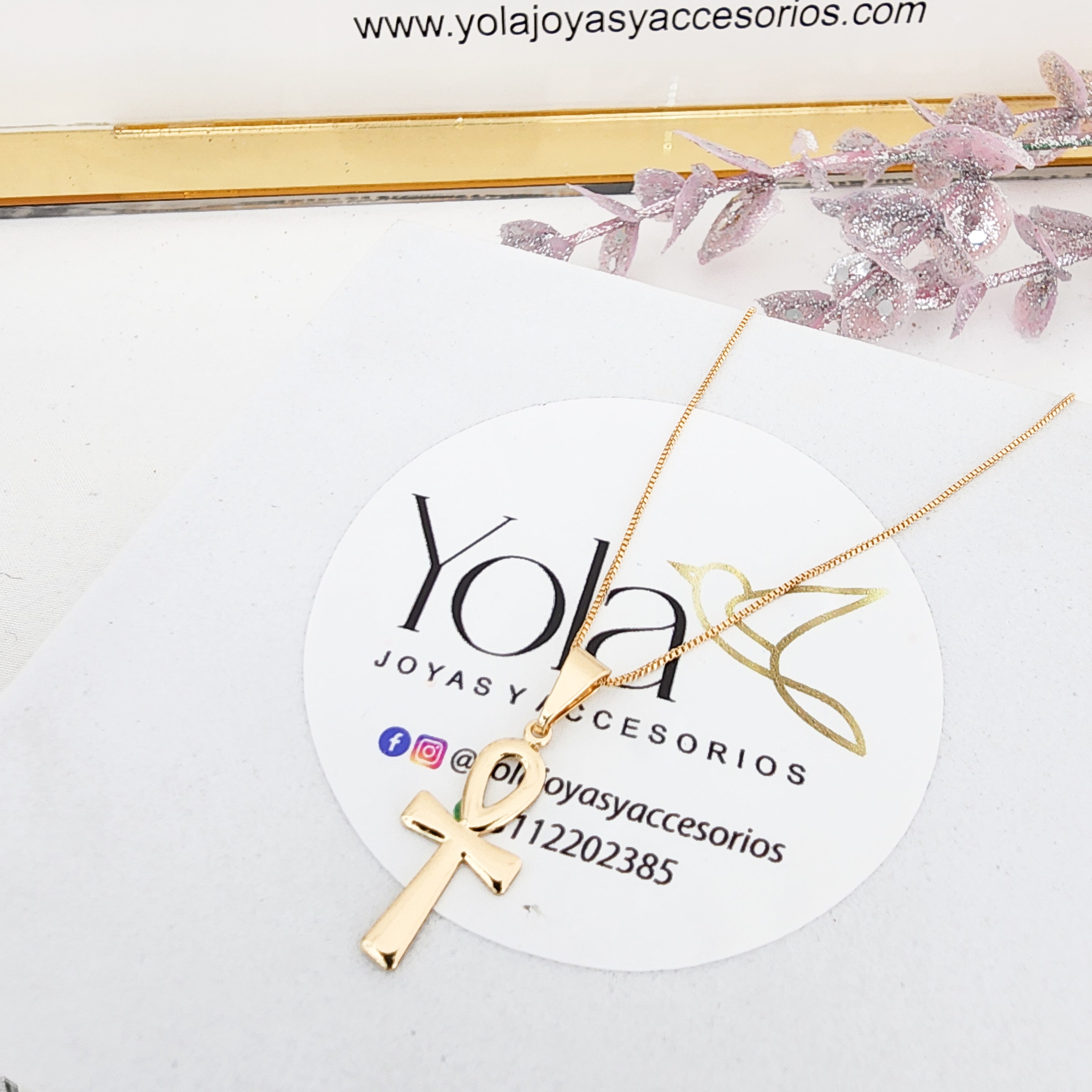 Collar oro laminado cruz