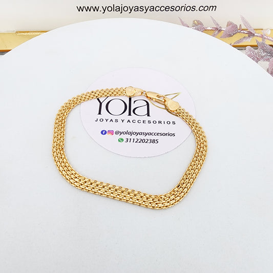 Pulsera tejido chino oro laminado