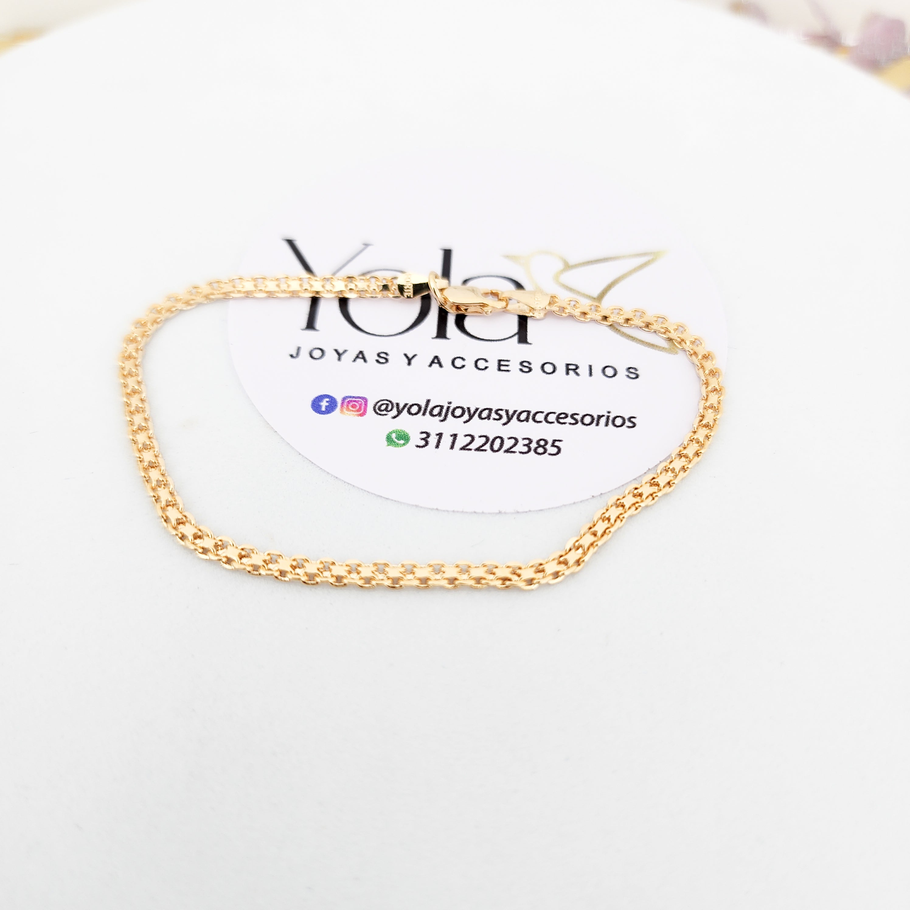 Pulsera oro laminado tejido chino