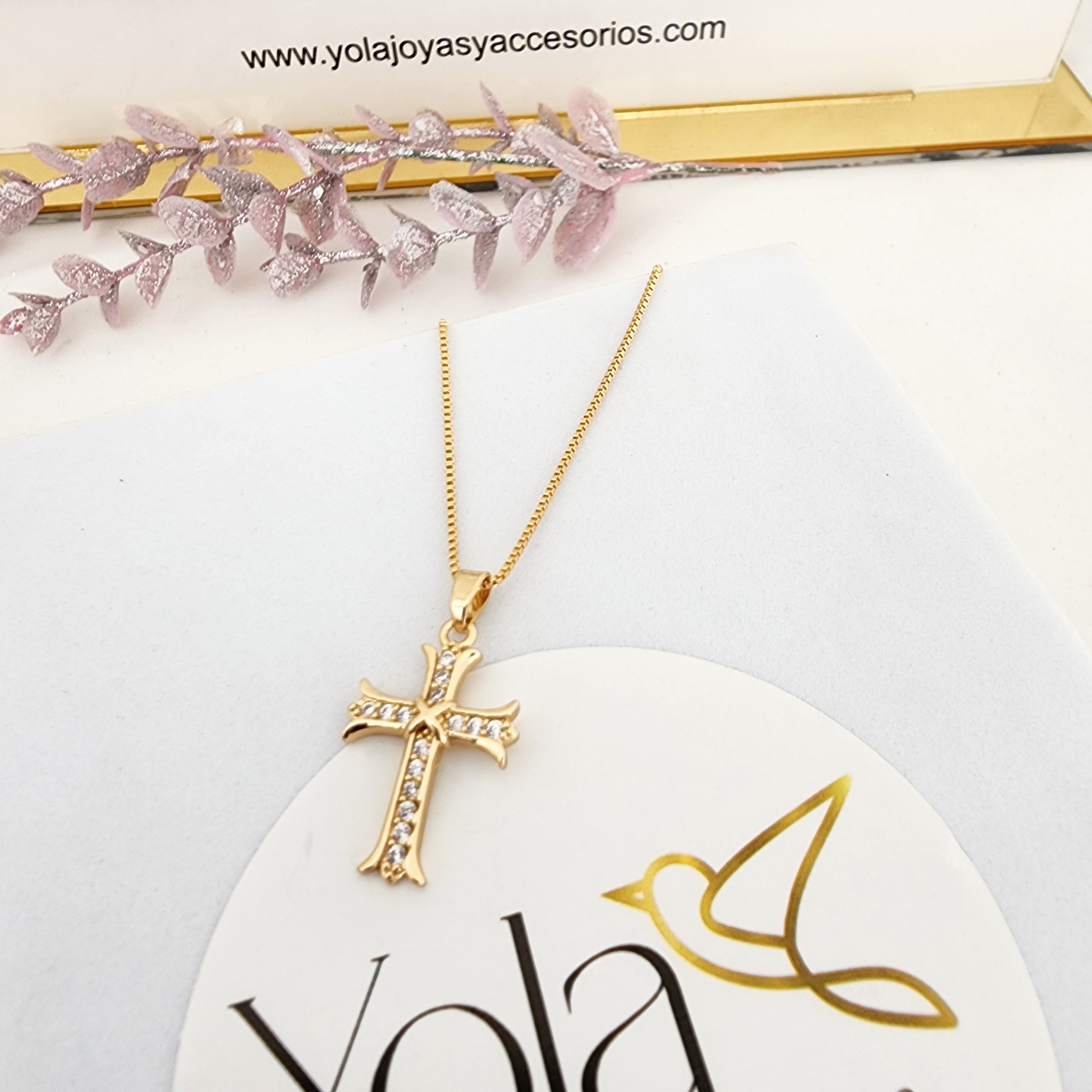 Collar oro laminado cruz