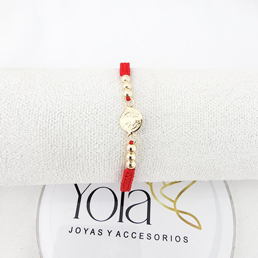 Pulsera Tejida oro laminado San benito
