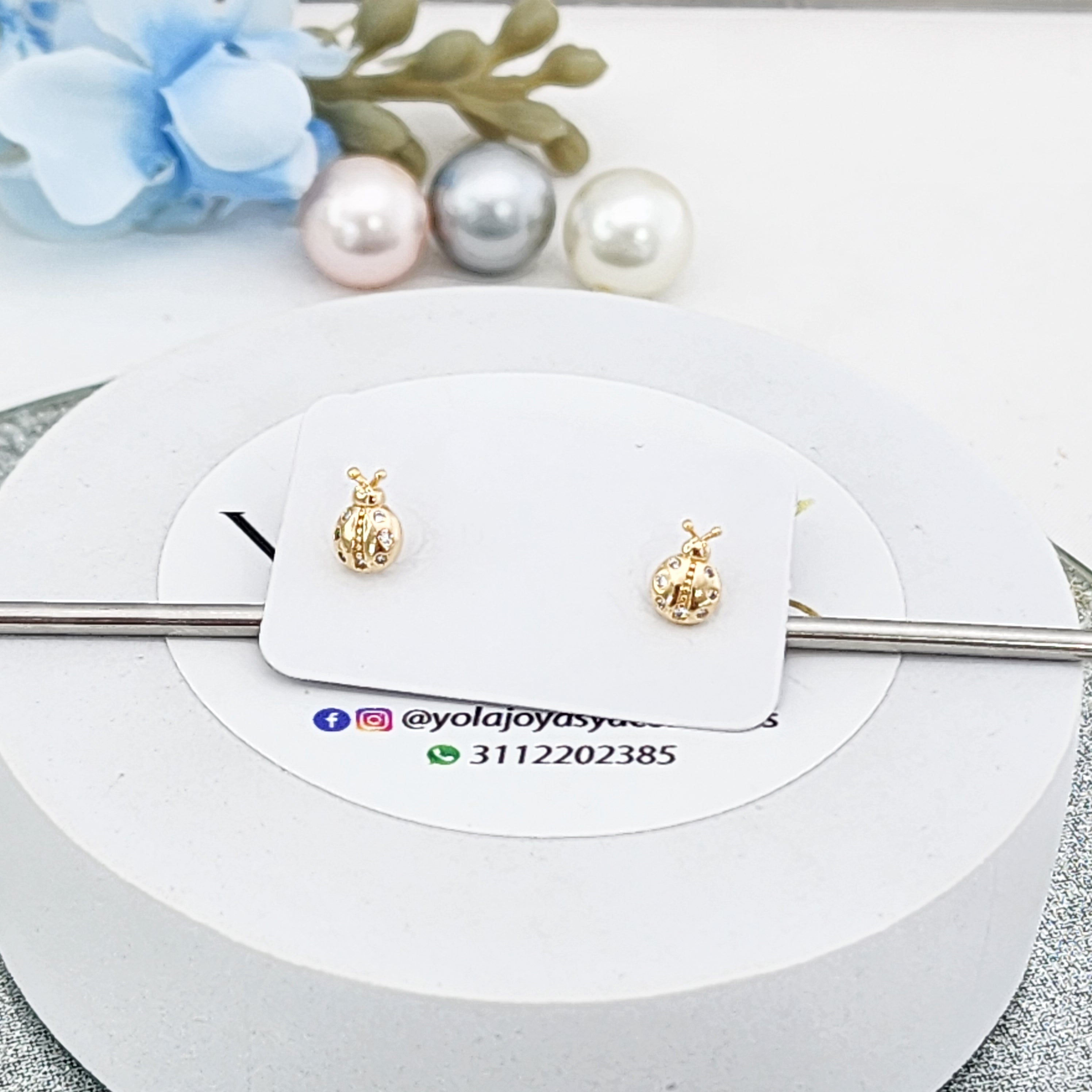 Topos Oro Laminado mariquita  rosca seguridad