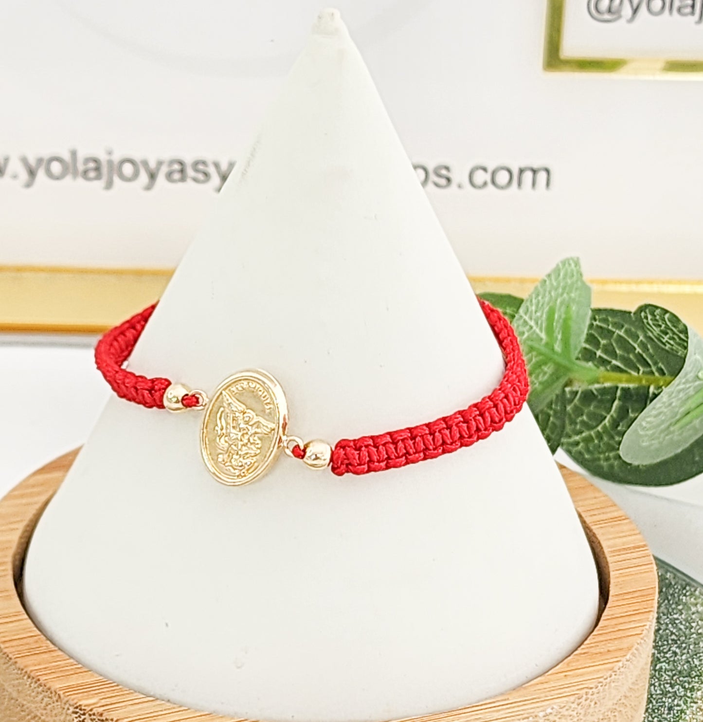 Pulsera Tejida  oro laminado San Miguel arcangel
