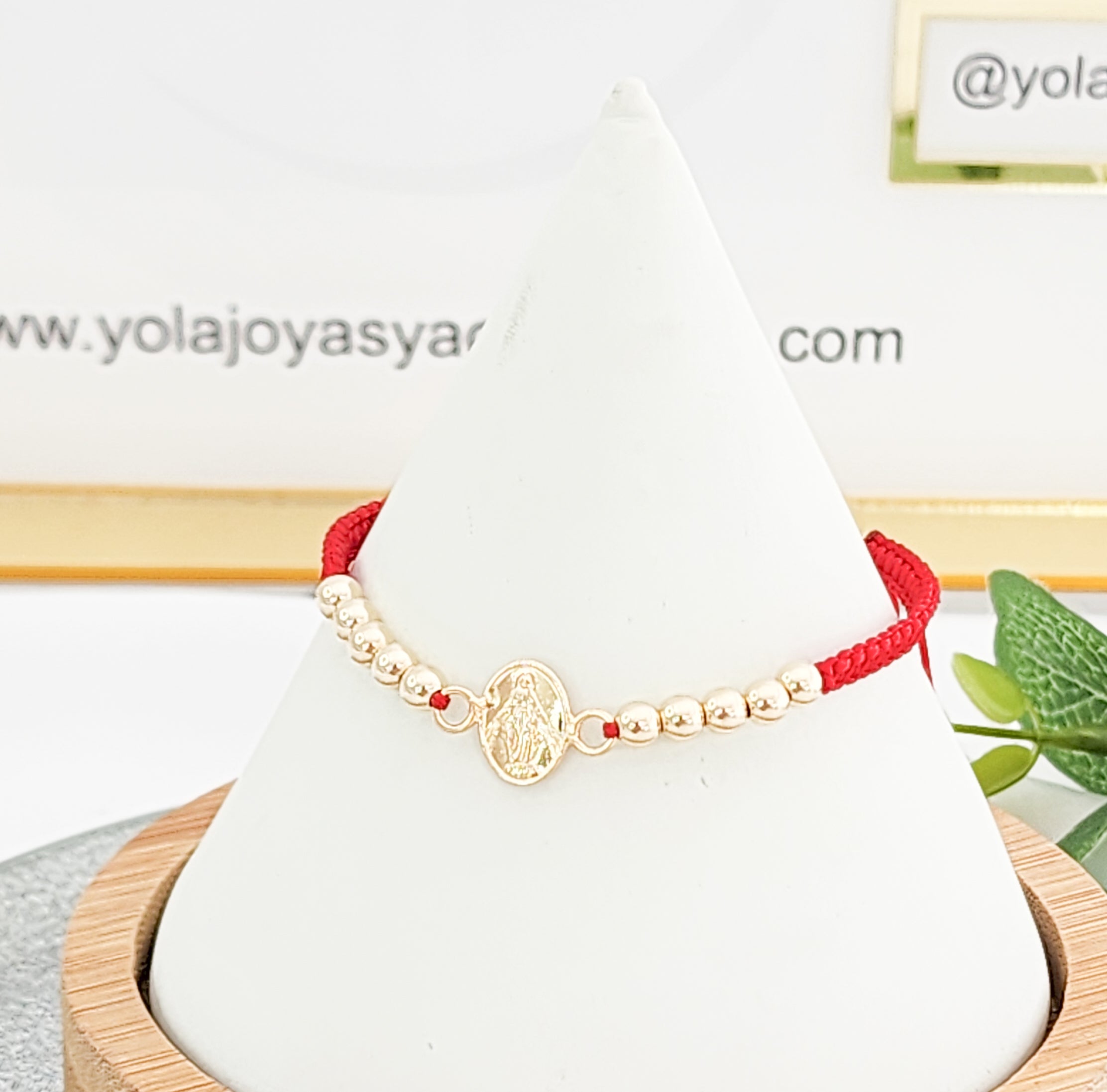 Pulsera Tejida  oro laminado  virgen milagrosa