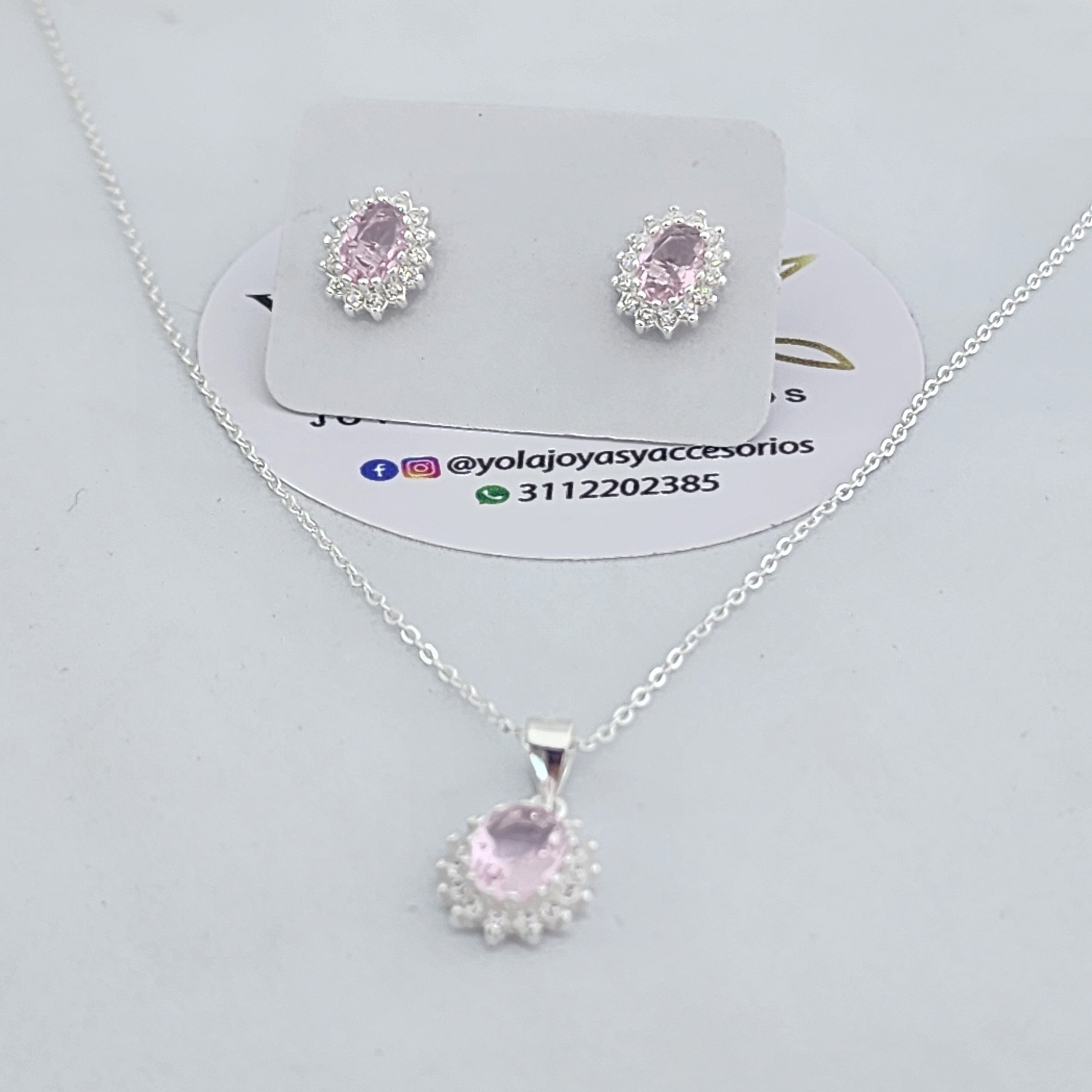Juego Collar y Arete rosa