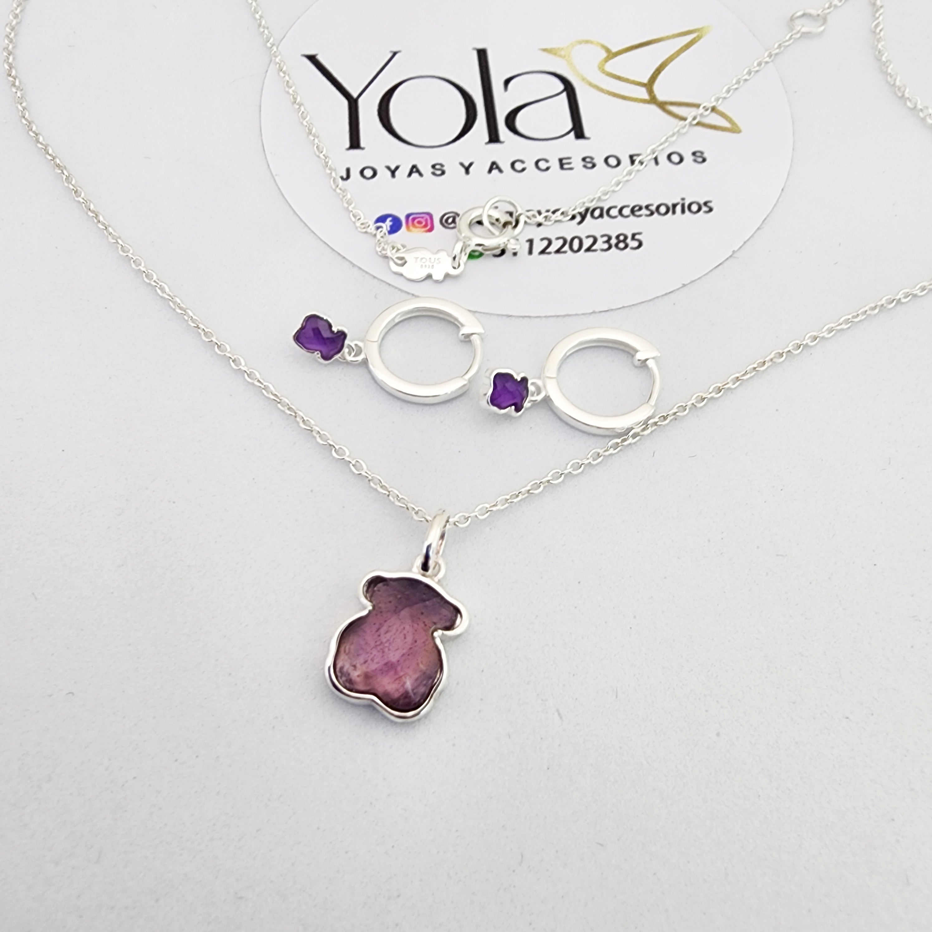Juego Collar y Arete Morado