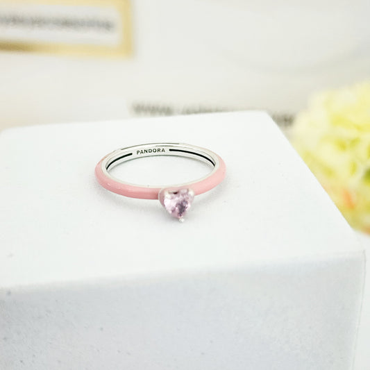 Anillo corazon rosa