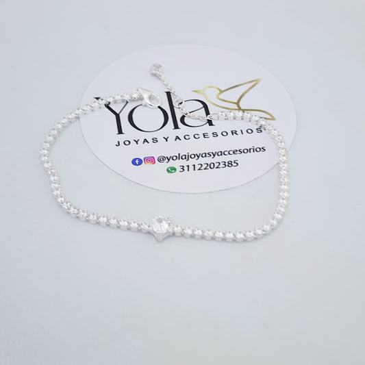 Pulsera Cristales Estilo Tennis corazon