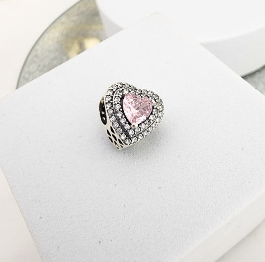 Charm Corazón Cristal Rosa