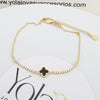Pulsera Oro Laminado Trébol Negro