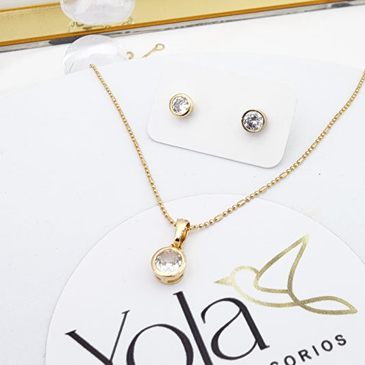 Juego Oro Laminado Cristal
