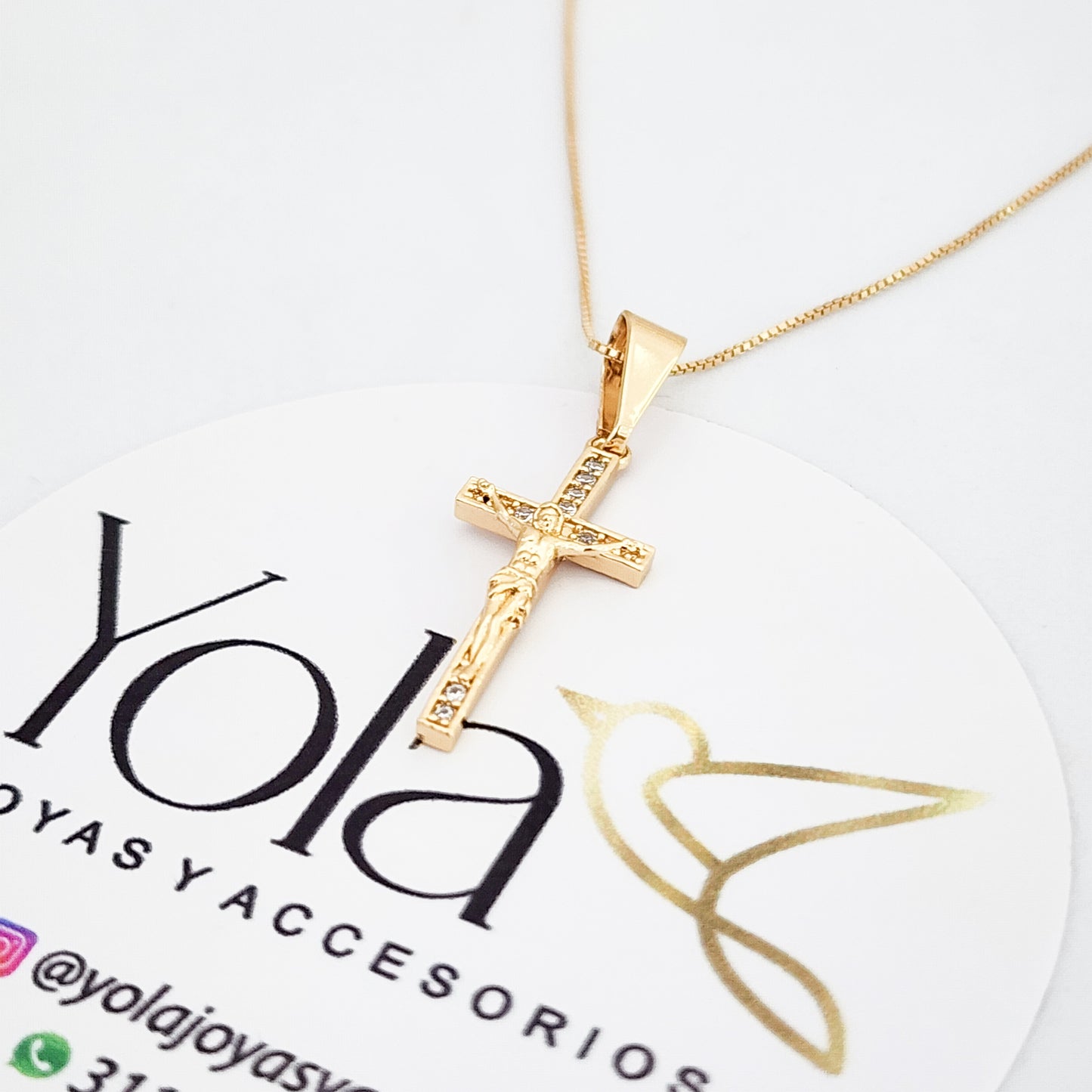 Collar Oro Laminado Cruz Cristal