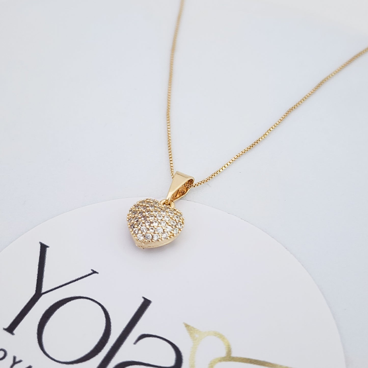 Collar Oro Laminado Corazón Cristal