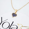 Collar Oro Laminado Corazón Cristal Azul