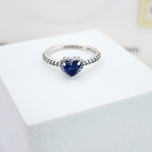 Anillo Cristal Corazón Azul