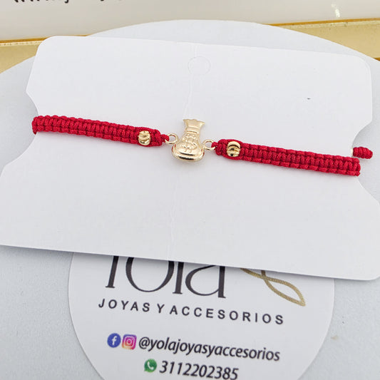 Pulsera tejidabolsa dinero oro laminado
