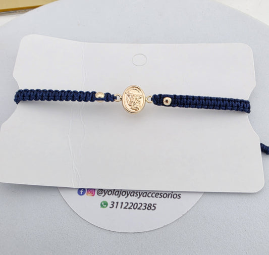 Pulsera tejida San Miguel oro laminado