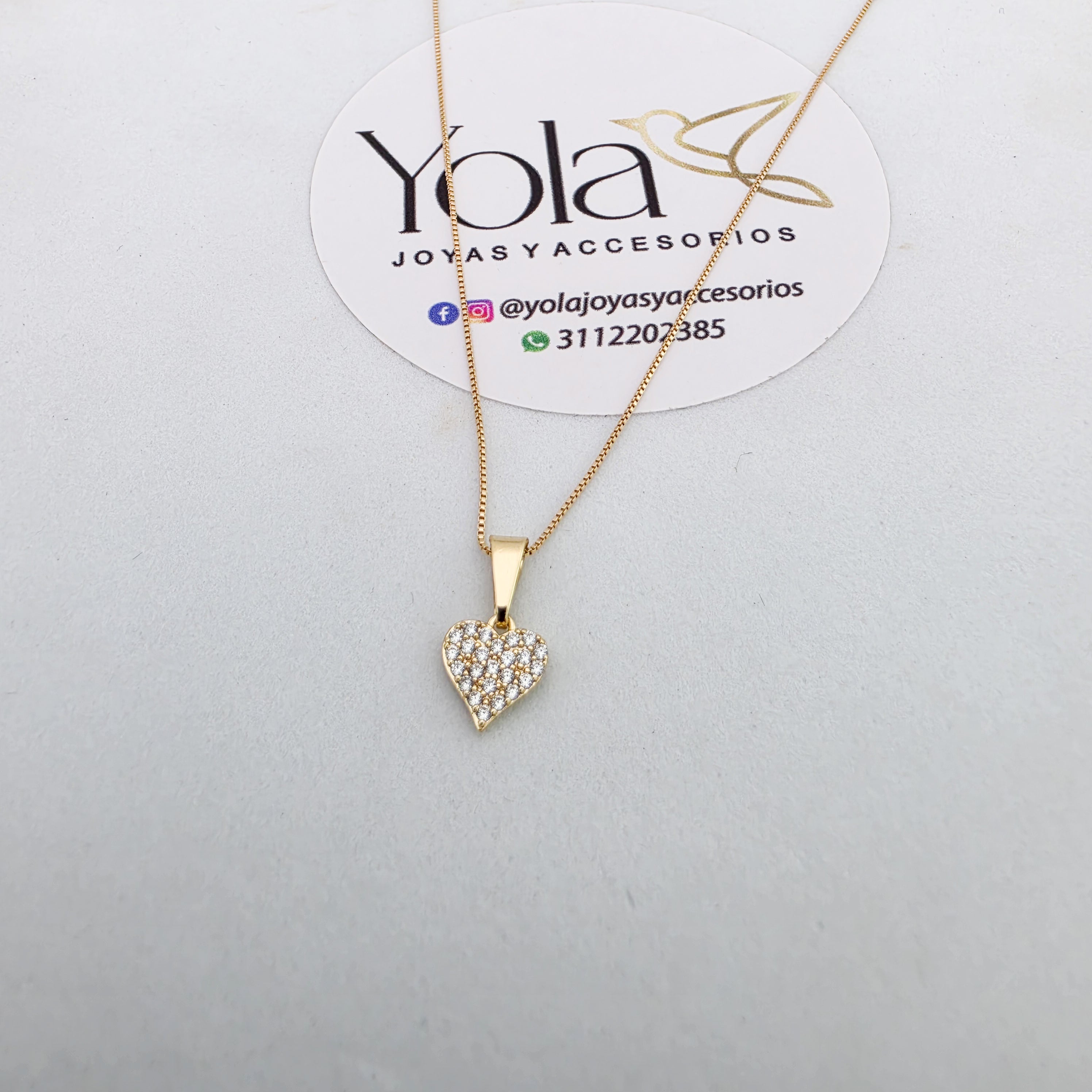 collar corazon oro laminado
