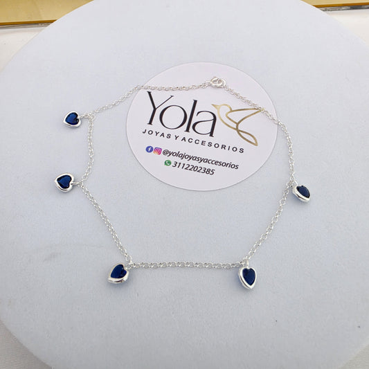 Tobillera corazon azul