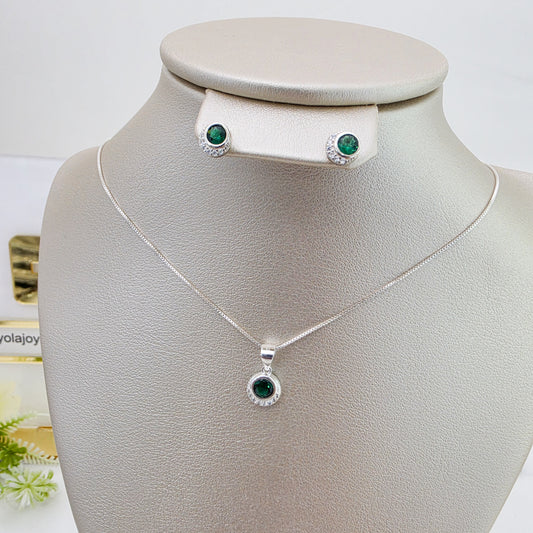 Juego Collar y Arete verde