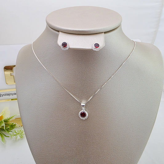 Juego Collar y Arete rojo
