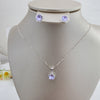 Juego Collar y Arete flor morada