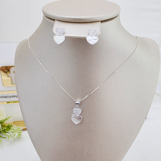 Juego Collar y Arete corazones