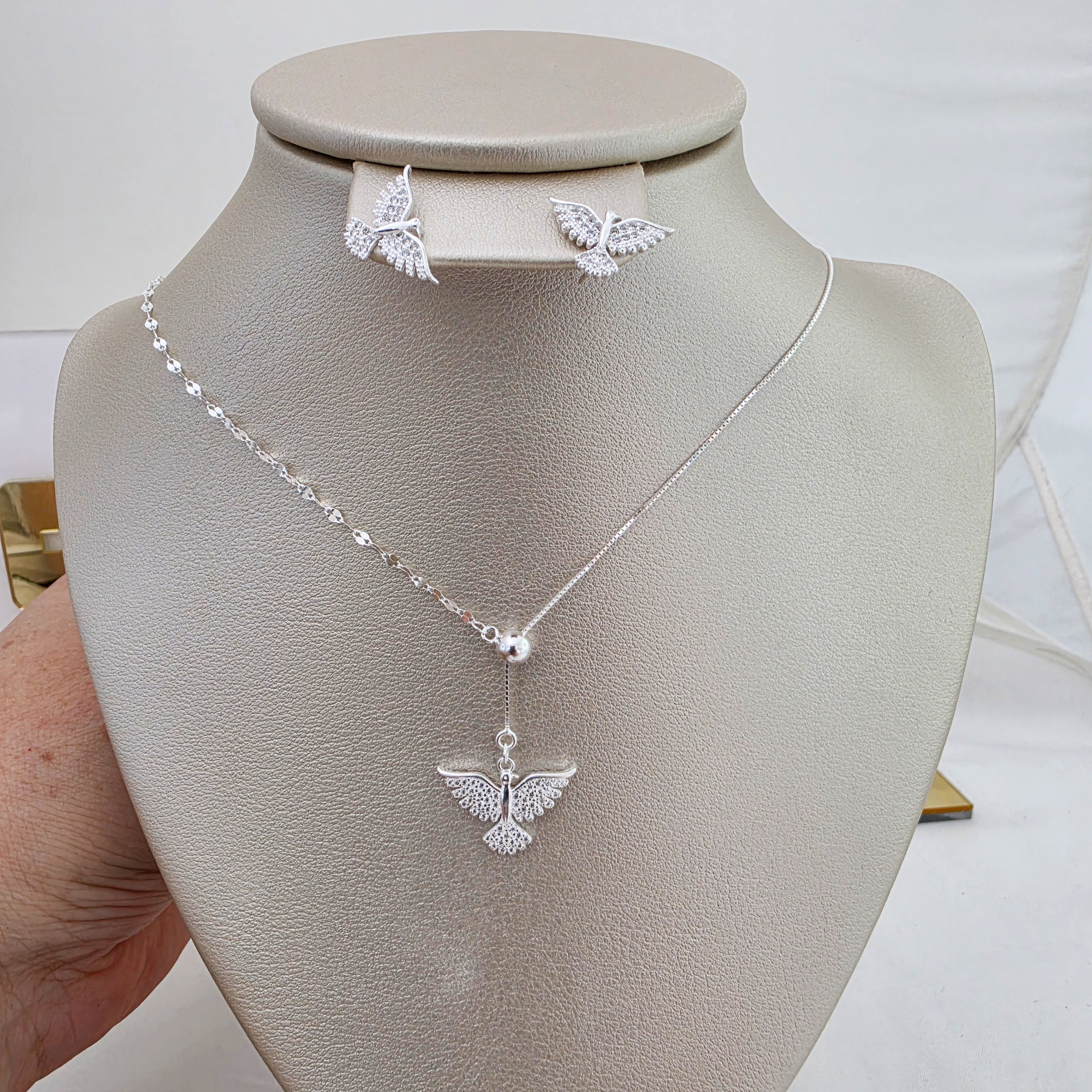 Juego Collar y Arete ave fenix