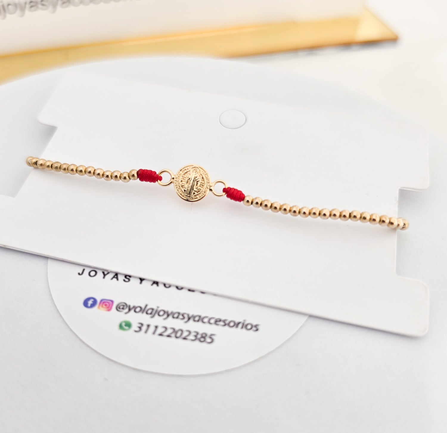 Pulsera tejida oro laminado