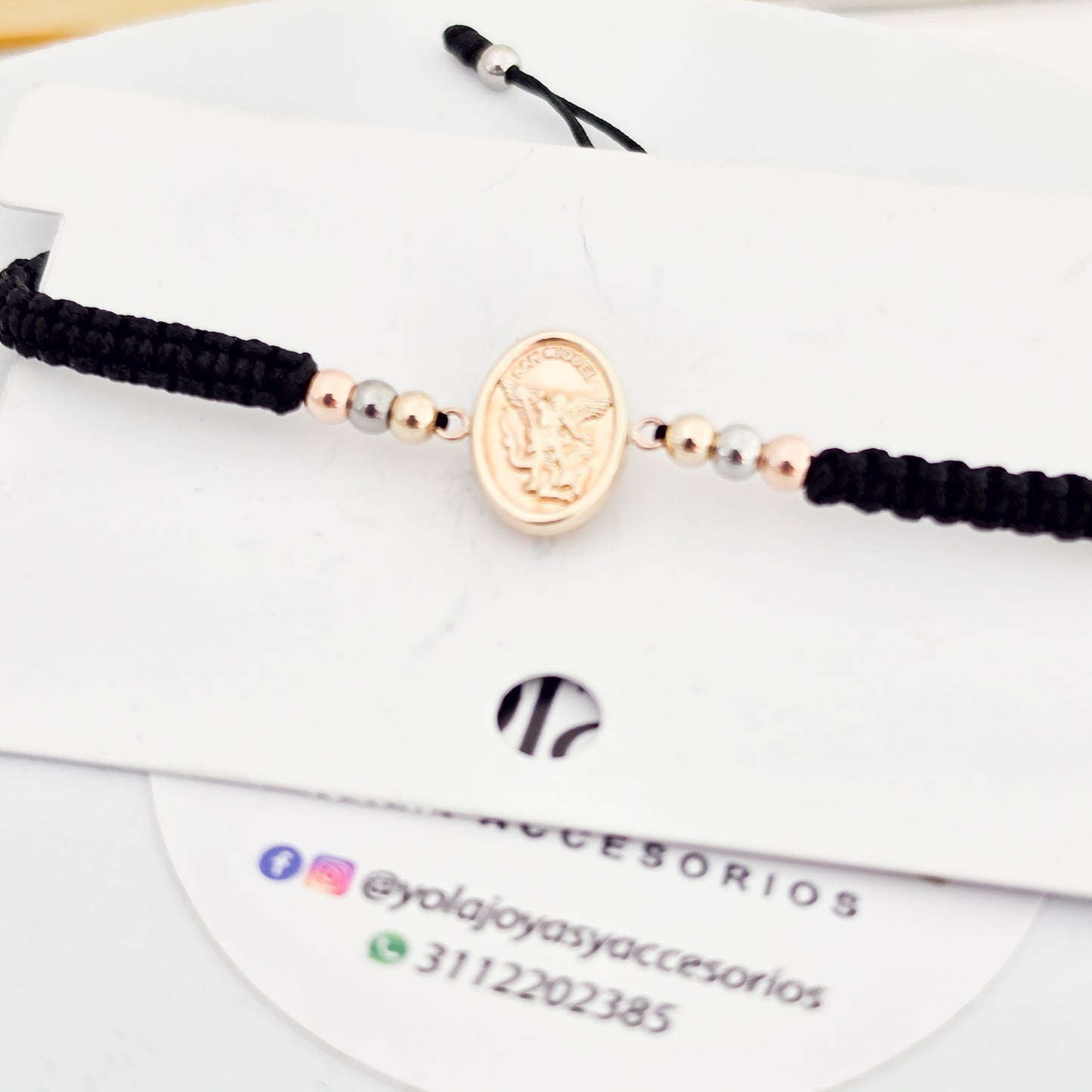 Pulsera Tejida oro laminado San Miguel