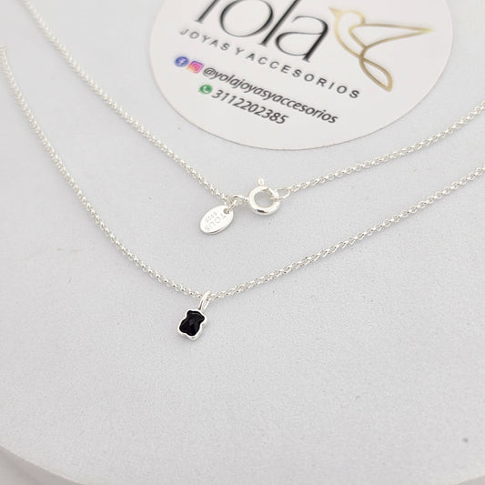Collar oso negro mini