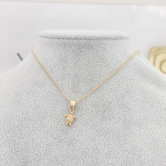 collar tortuga gracias oro laminado