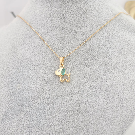 collar perrito gracias oro laminado